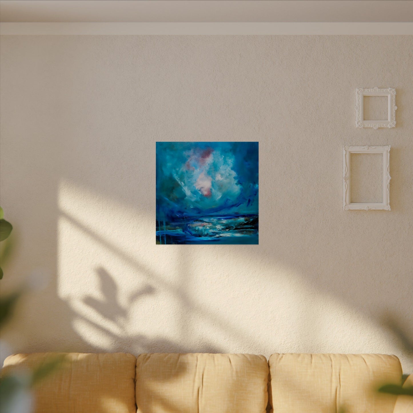 Oceanic Blue Abstract Watercolor Poster — Textured Matte Art Print