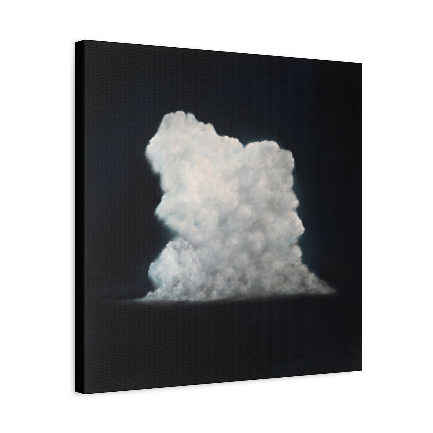 Cloudscape Canvas Art – Soft White Cloud on Dark Matte Stretched Canvas