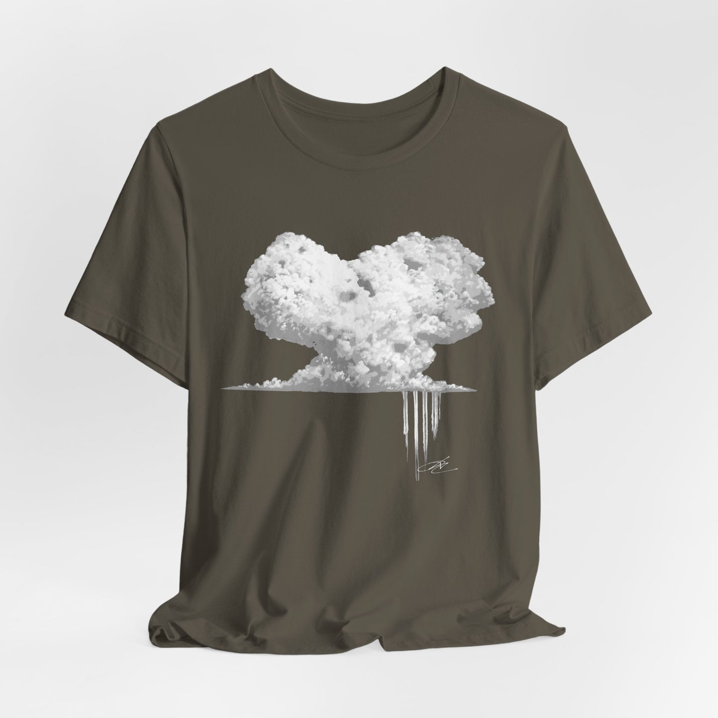 Heart Cloud T‑Shirt — Grayscale Heart-Shaped Cloud Graphic Tee