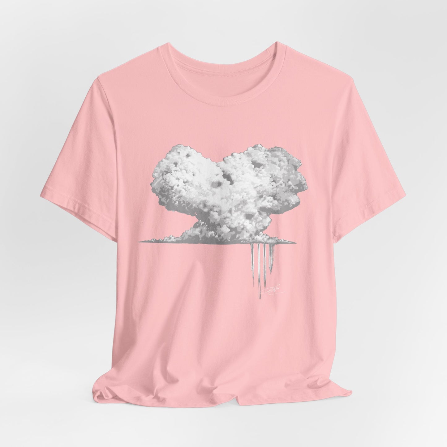 Heart Cloud T‑Shirt — Grayscale Heart-Shaped Cloud Graphic Tee
