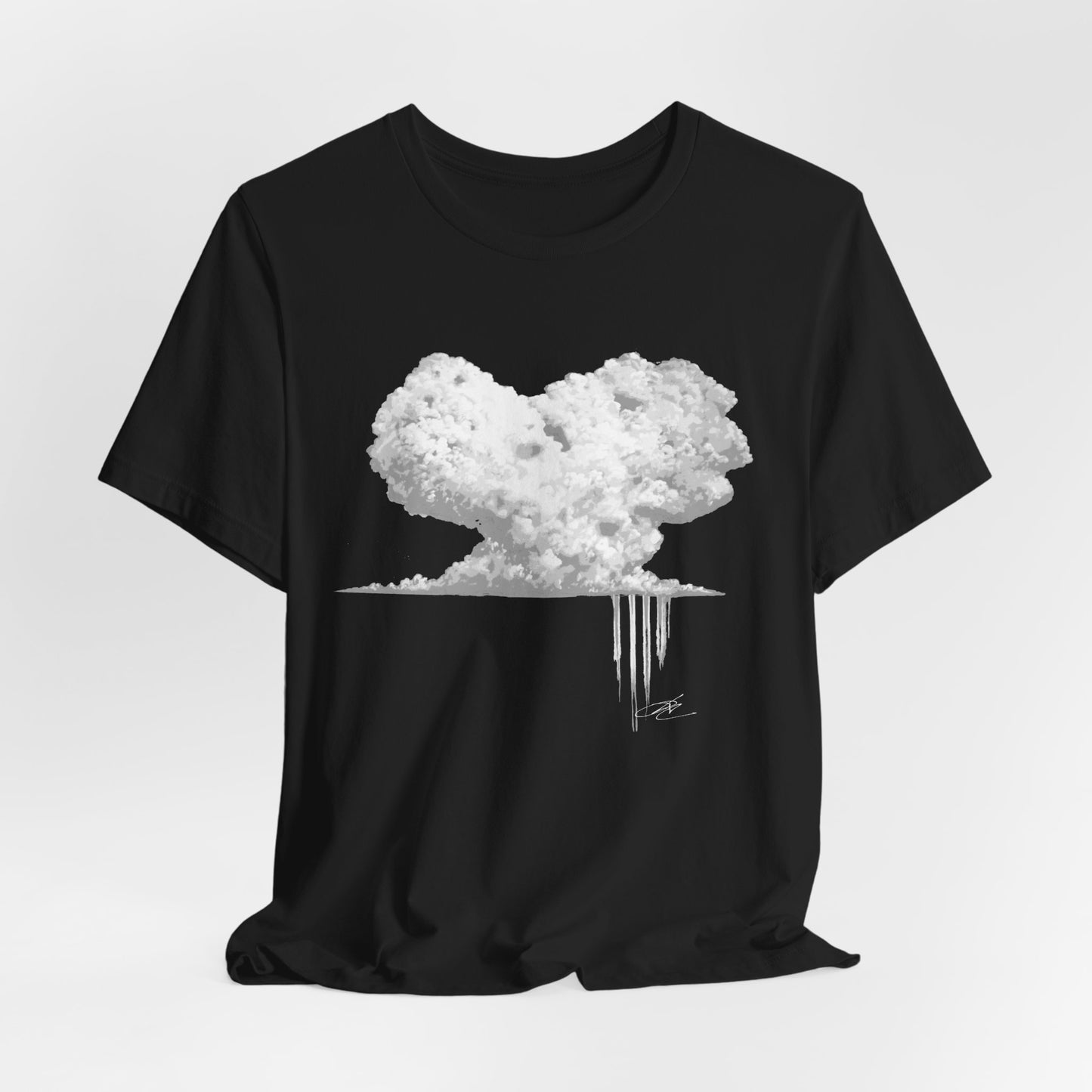 Heart Cloud T‑Shirt — Grayscale Heart-Shaped Cloud Graphic Tee
