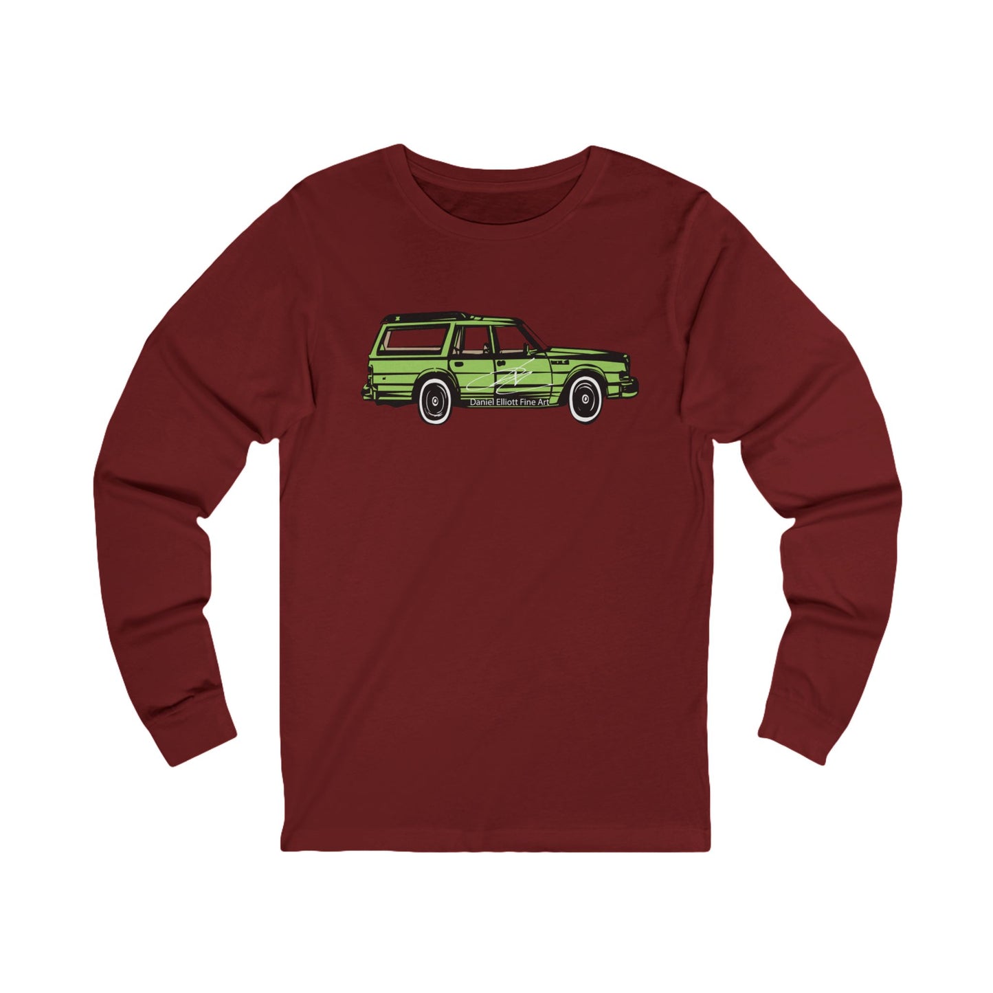 Vintage Green Station Wagon Long Sleeve Tee — Retro Car Graphic Shirt