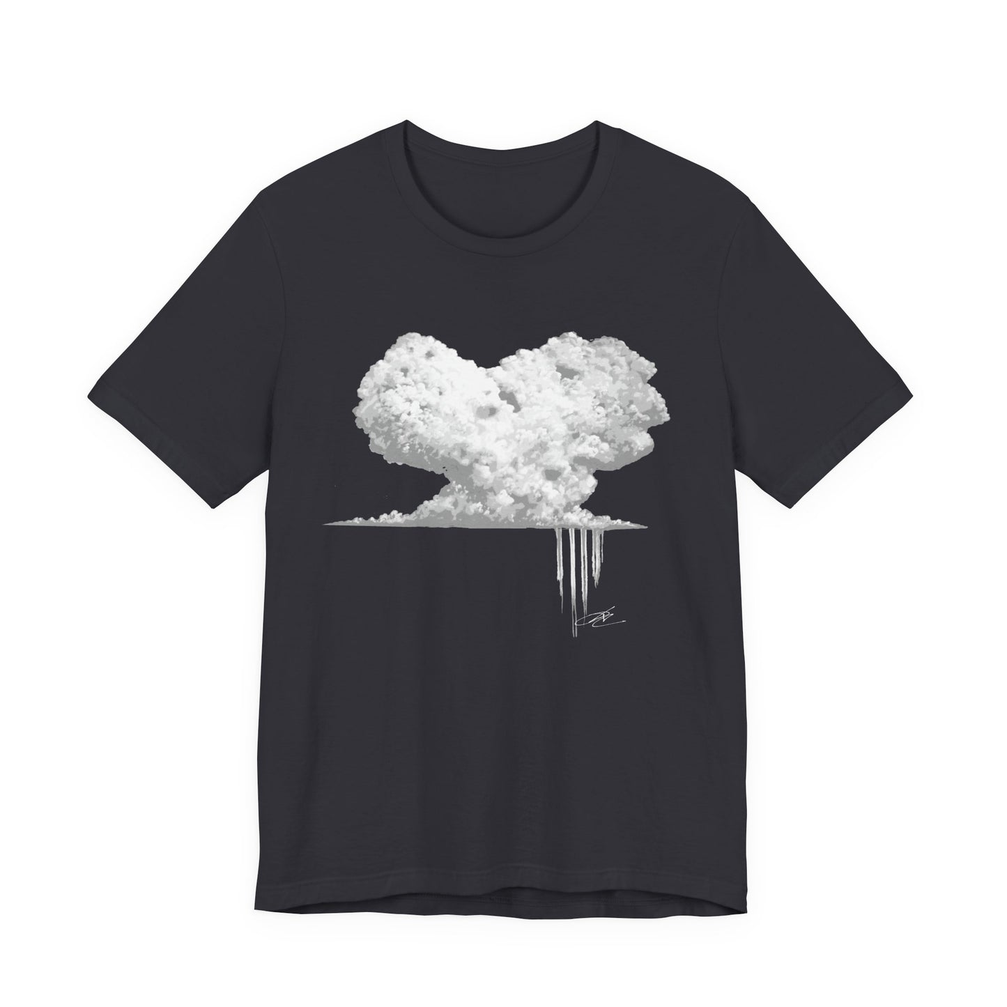 Heart Cloud T‑Shirt — Grayscale Heart-Shaped Cloud Graphic Tee
