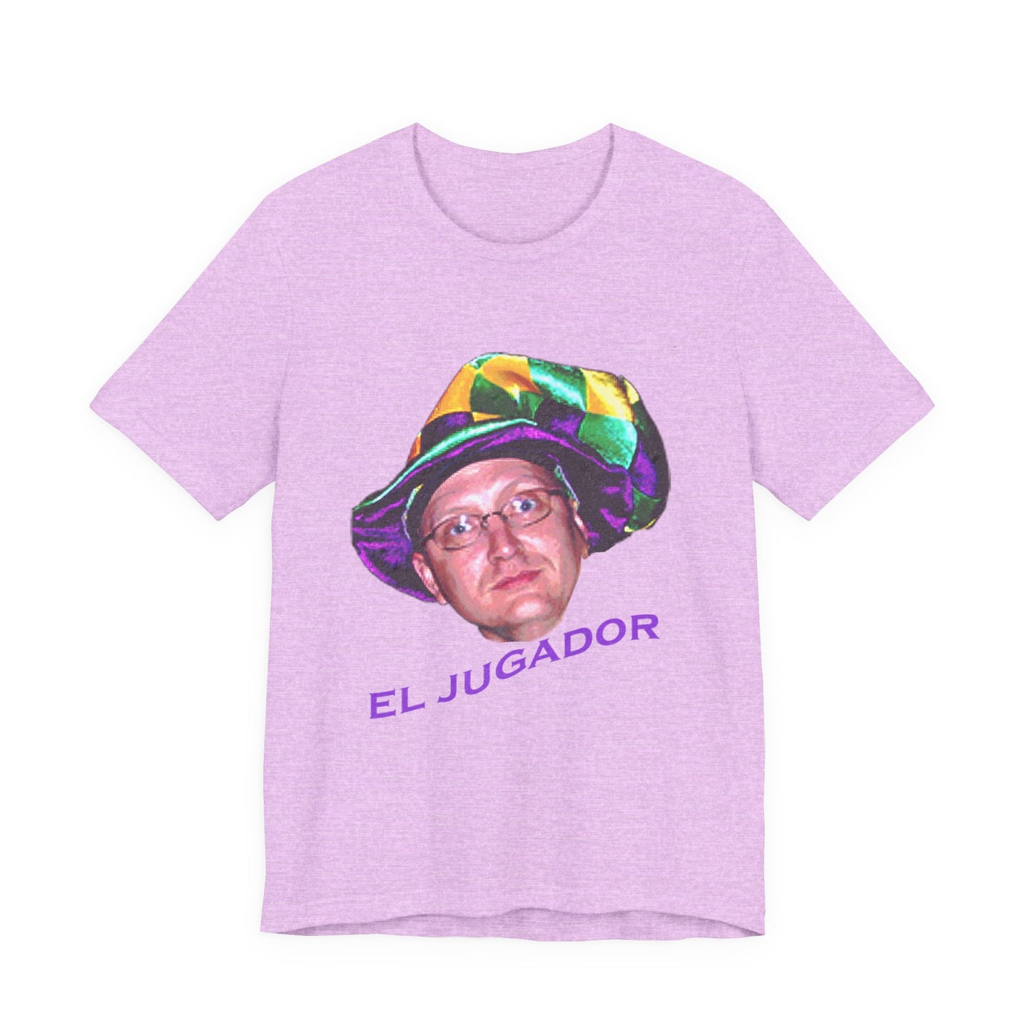 El Jugador T-Shirt — Funny Face Graphic Tee with Colorful Hat