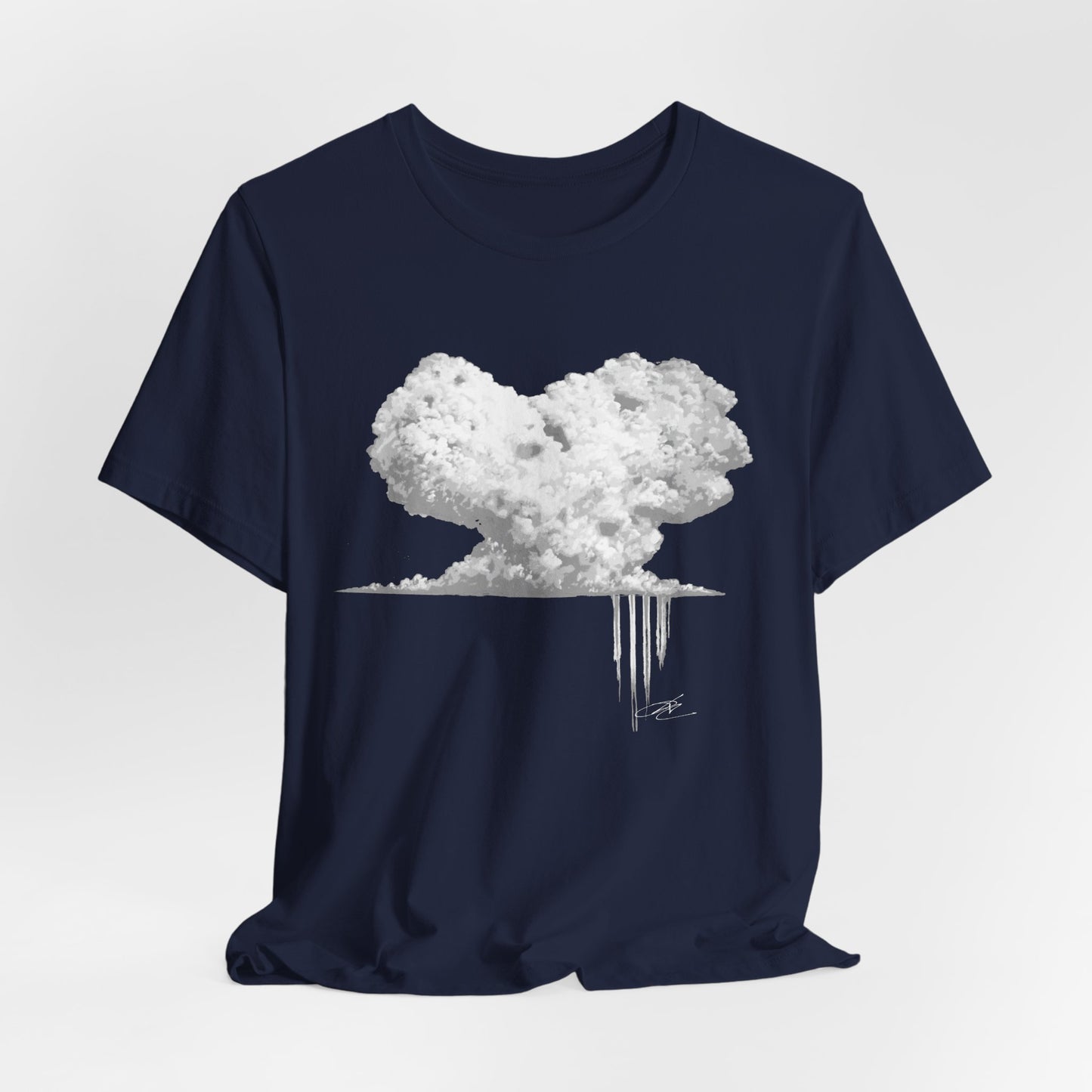 Heart Cloud T‑Shirt — Grayscale Heart-Shaped Cloud Graphic Tee