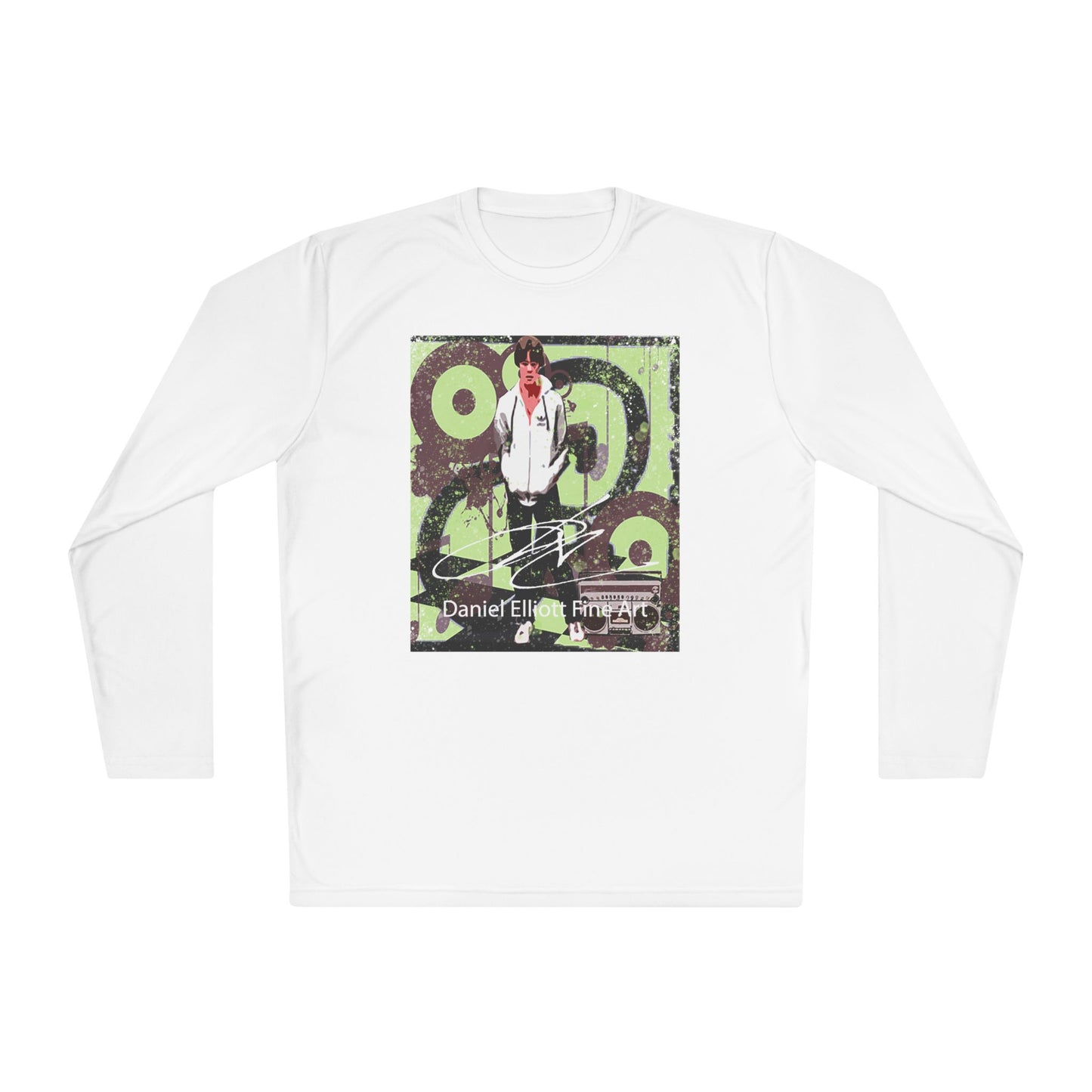 Long Sleeve Tee — Retro Music Graphic “Daniel E” Concert Art