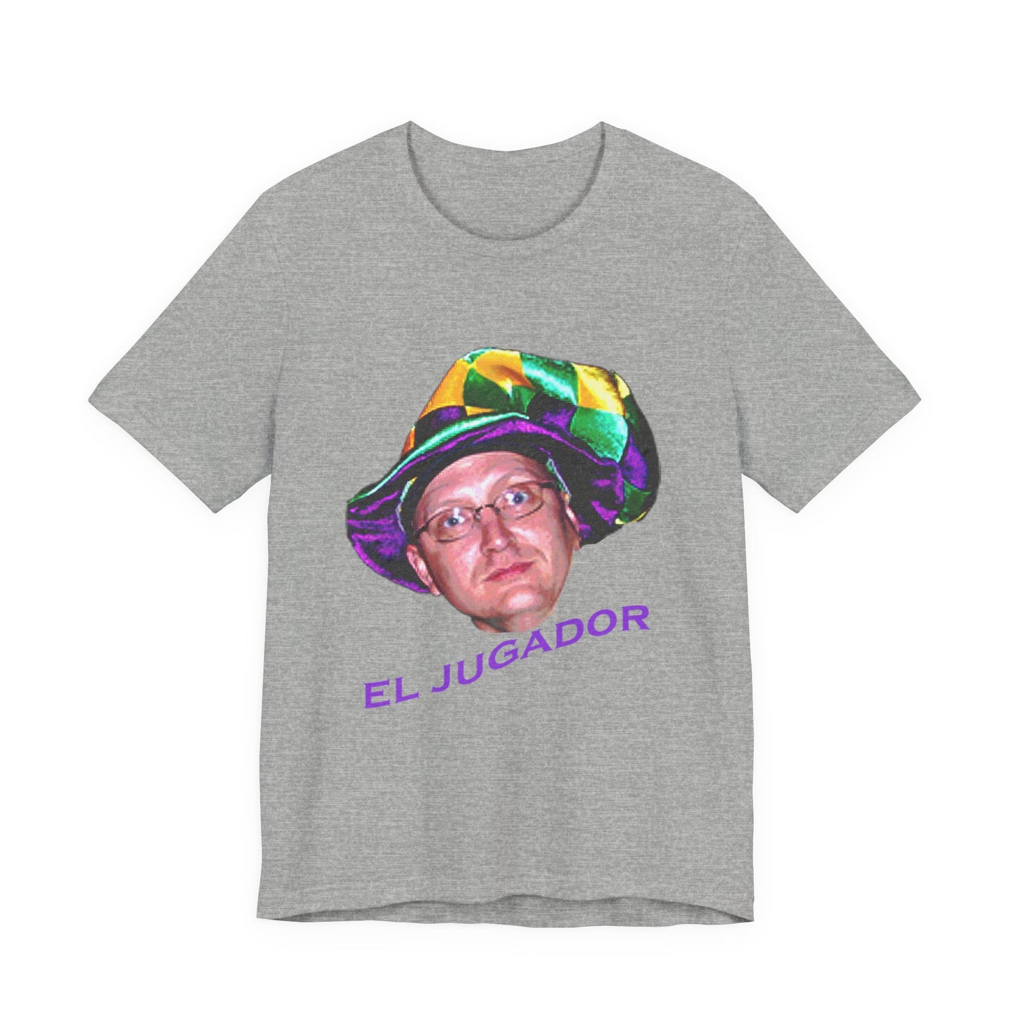 El Jugador T-Shirt — Funny Face Graphic Tee with Colorful Hat