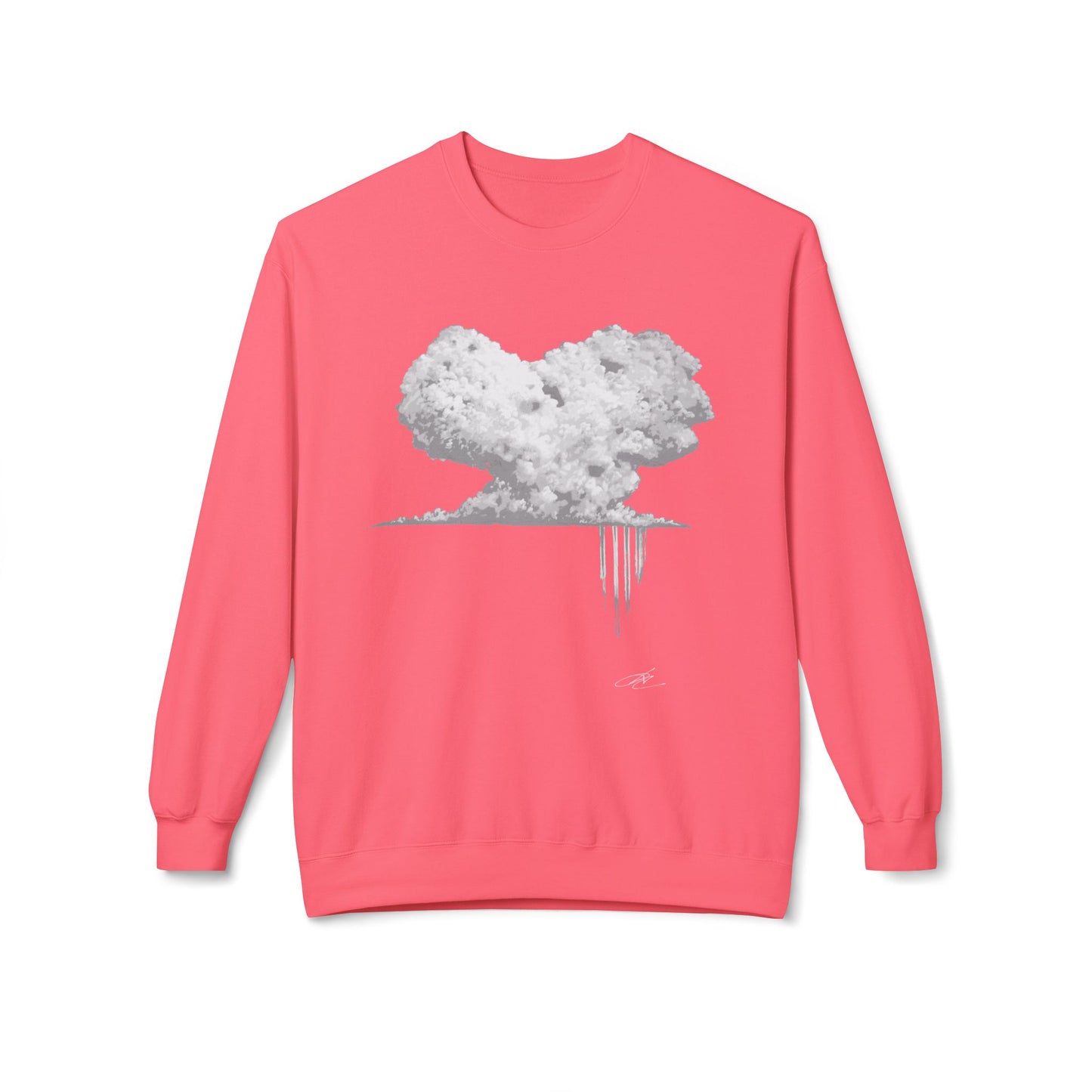 Cloud Heart Crewneck Sweatshirt — Minimal Grayscale Heart Cloud Graphic