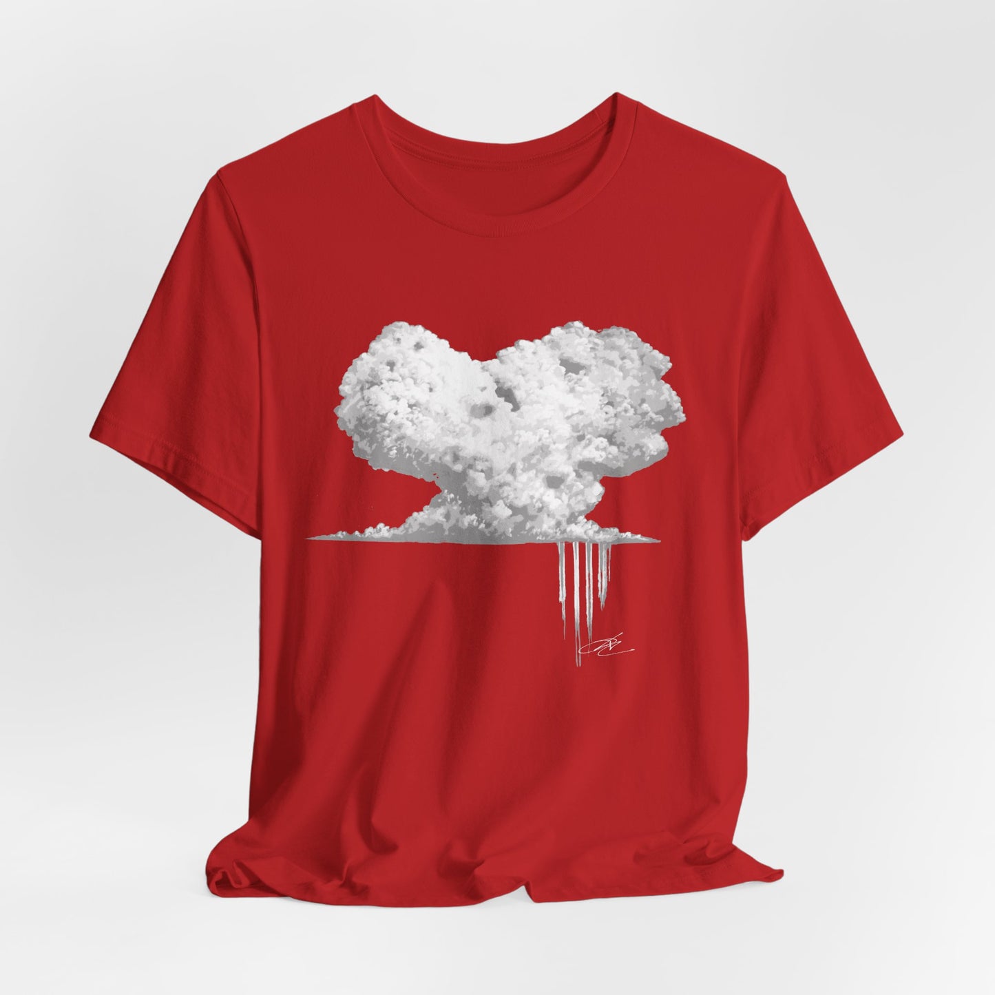 Heart Cloud T‑Shirt — Grayscale Heart-Shaped Cloud Graphic Tee