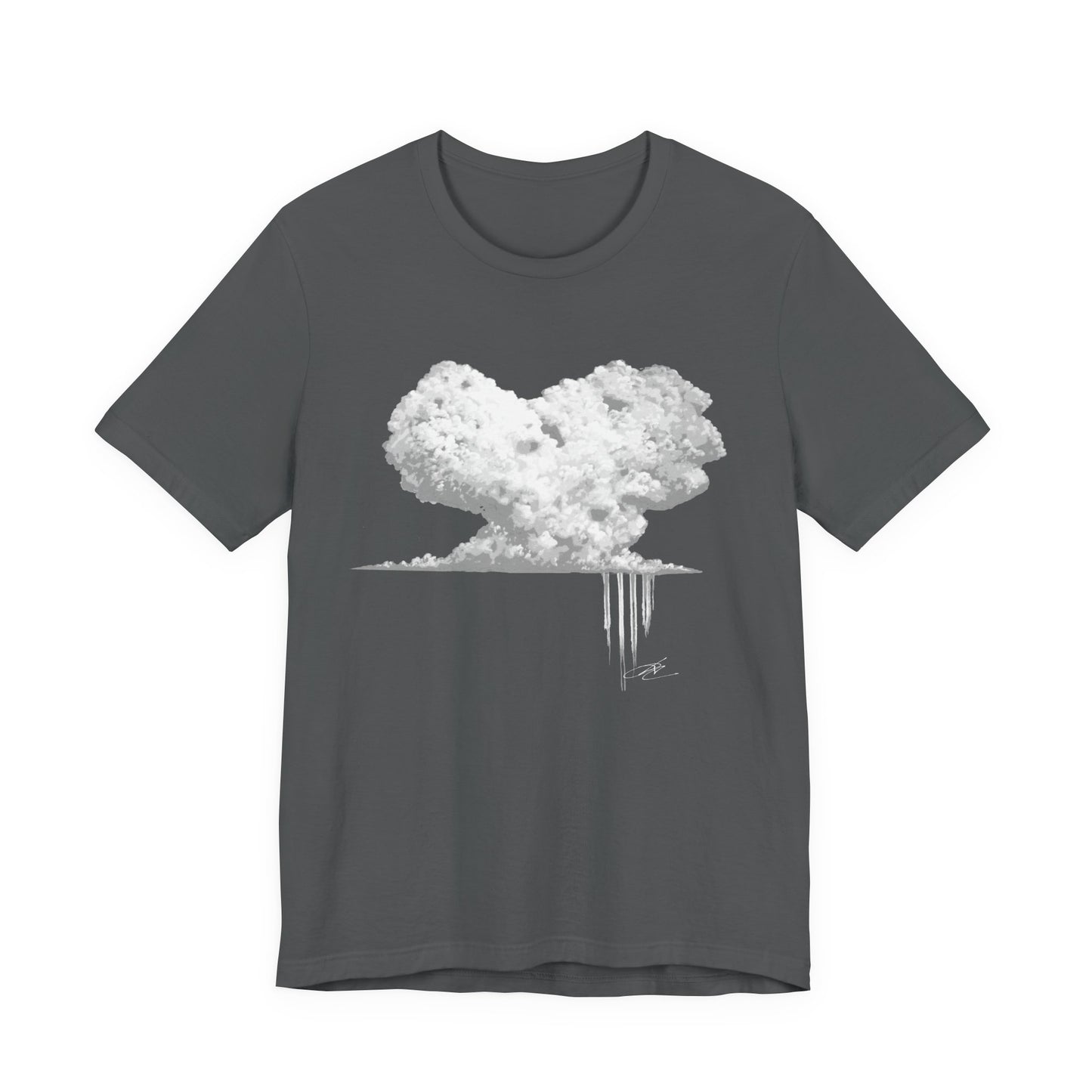 Heart Cloud T‑Shirt — Grayscale Heart-Shaped Cloud Graphic Tee
