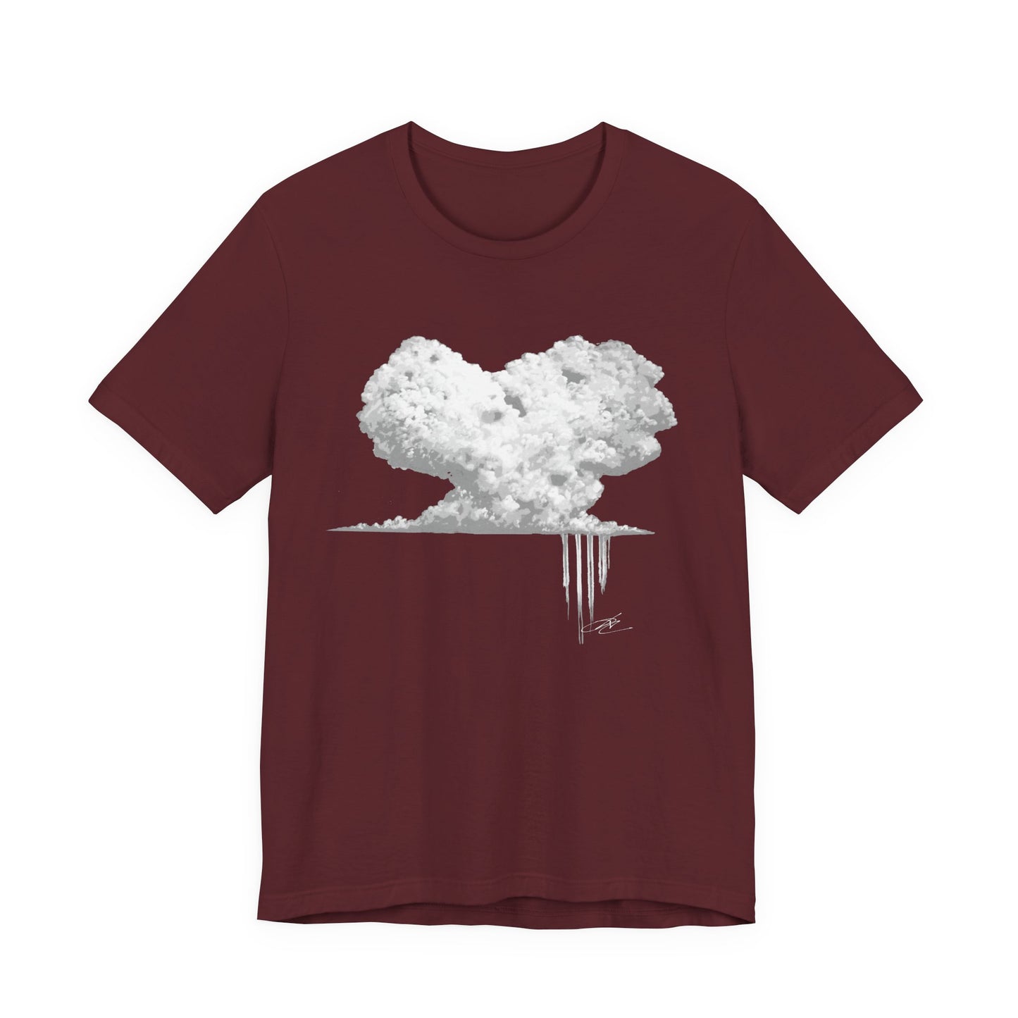 Heart Cloud T‑Shirt — Grayscale Heart-Shaped Cloud Graphic Tee