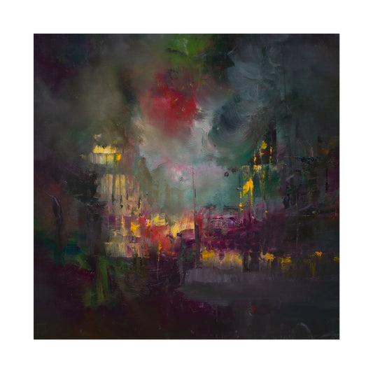 Abstract Watercolor Matte Poster - Moody Cityscape Art Print