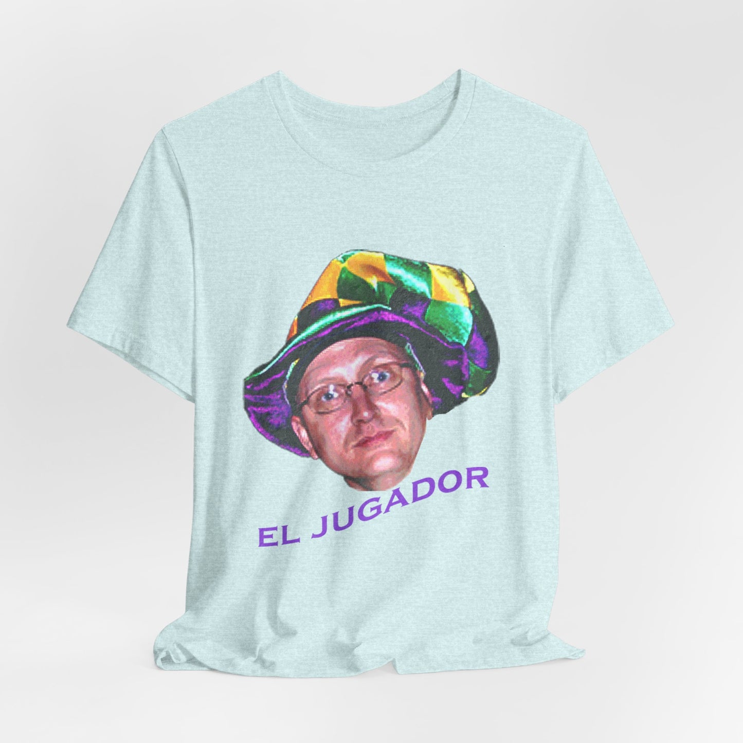 El Jugador T-Shirt — Funny Face Graphic Tee with Colorful Hat