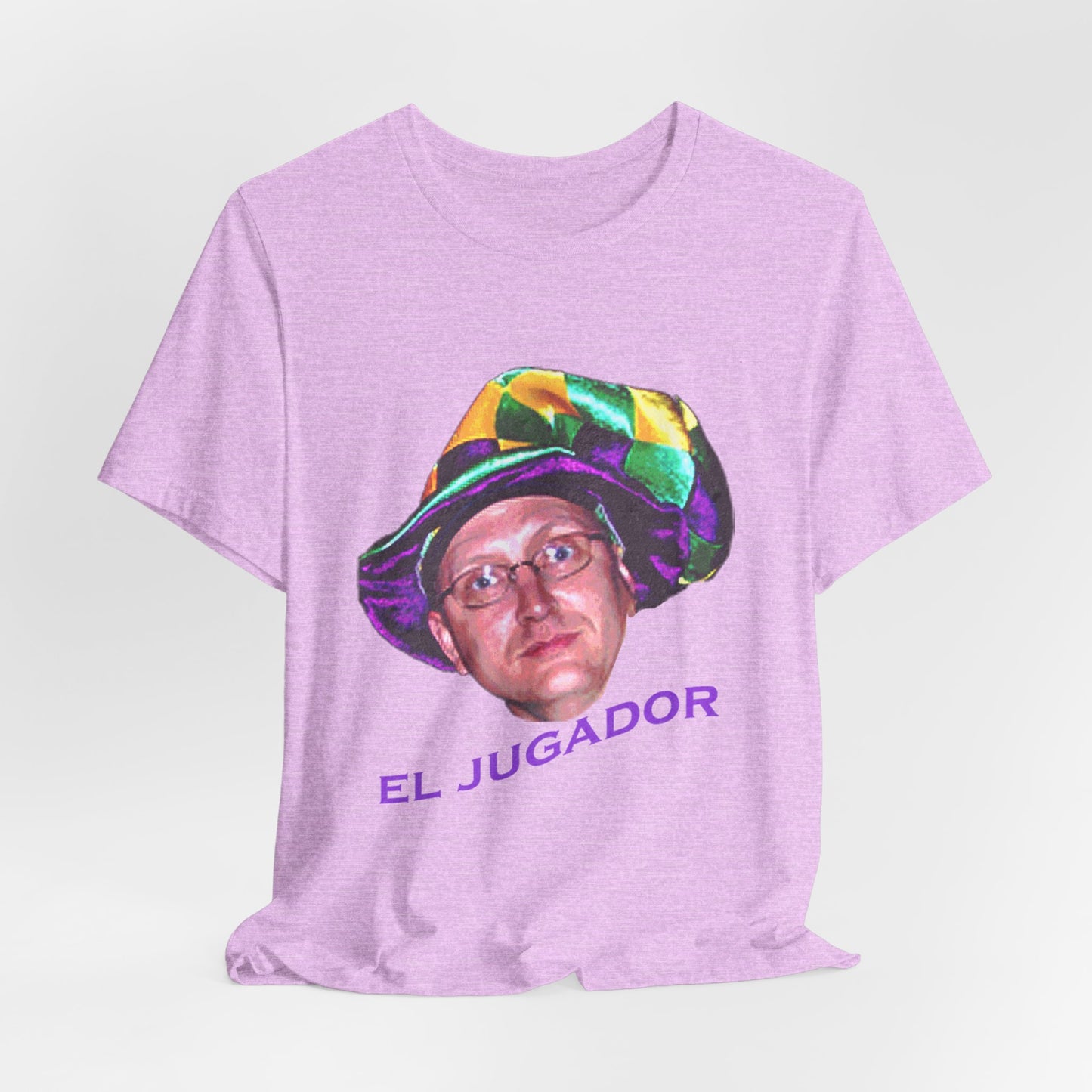 El Jugador T-Shirt — Funny Face Graphic Tee with Colorful Hat