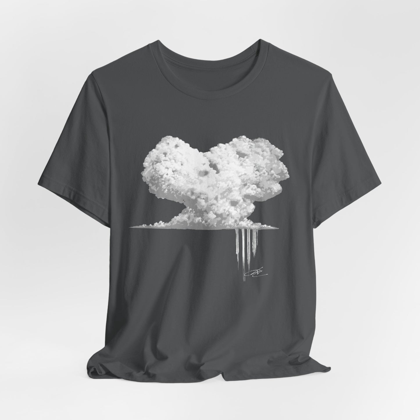 Heart Cloud T‑Shirt — Grayscale Heart-Shaped Cloud Graphic Tee