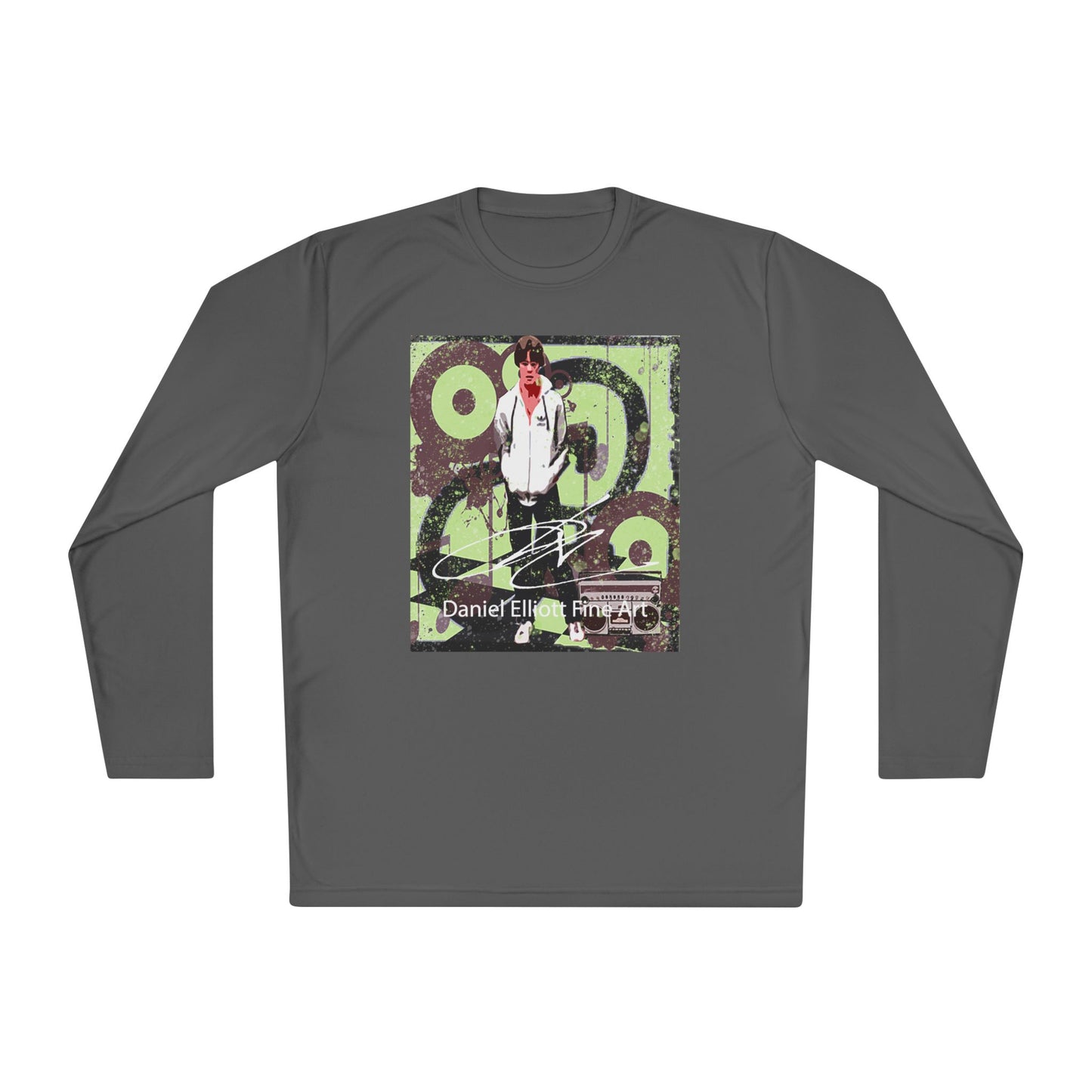 Long Sleeve Tee — Retro Music Graphic “Daniel E” Concert Art
