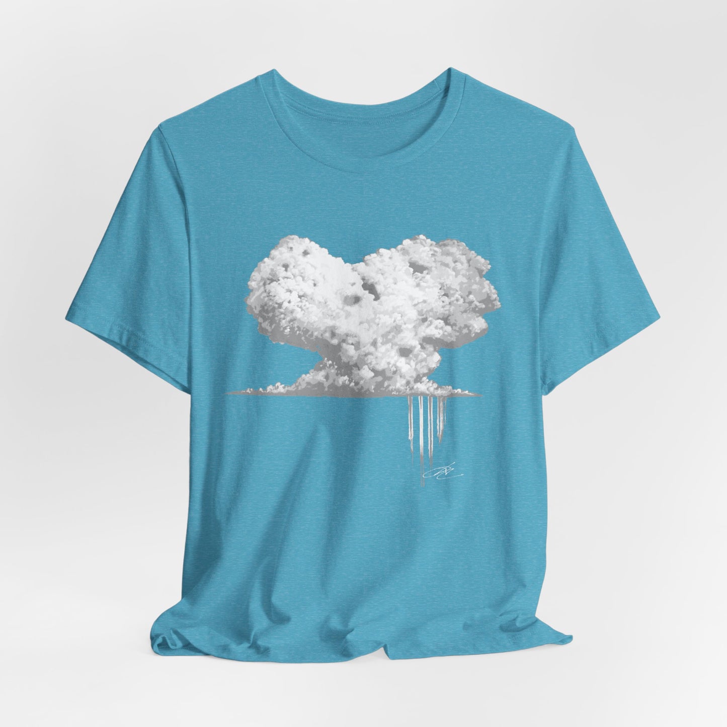 Heart Cloud T‑Shirt — Grayscale Heart-Shaped Cloud Graphic Tee