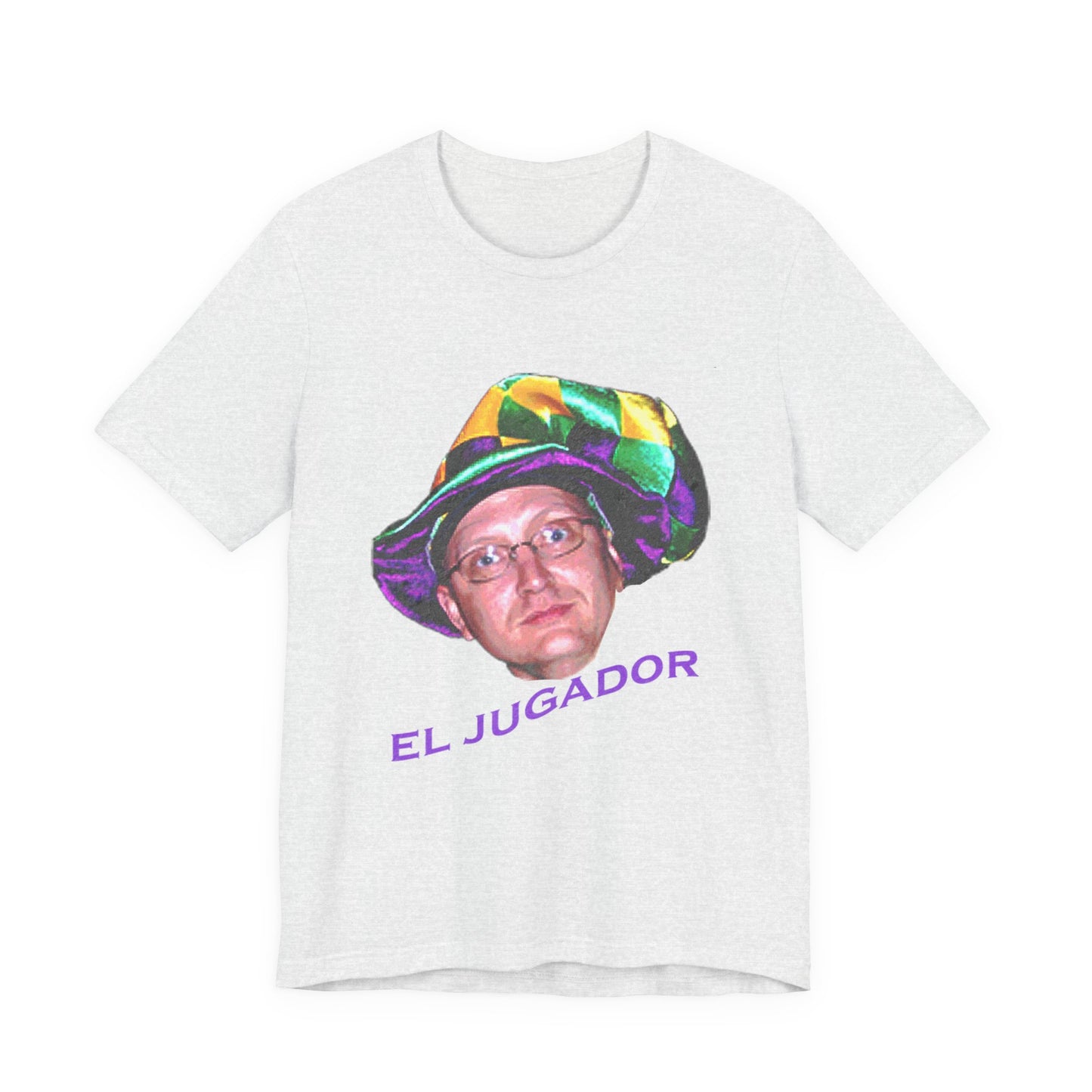 El Jugador T-Shirt — Funny Face Graphic Tee with Colorful Hat