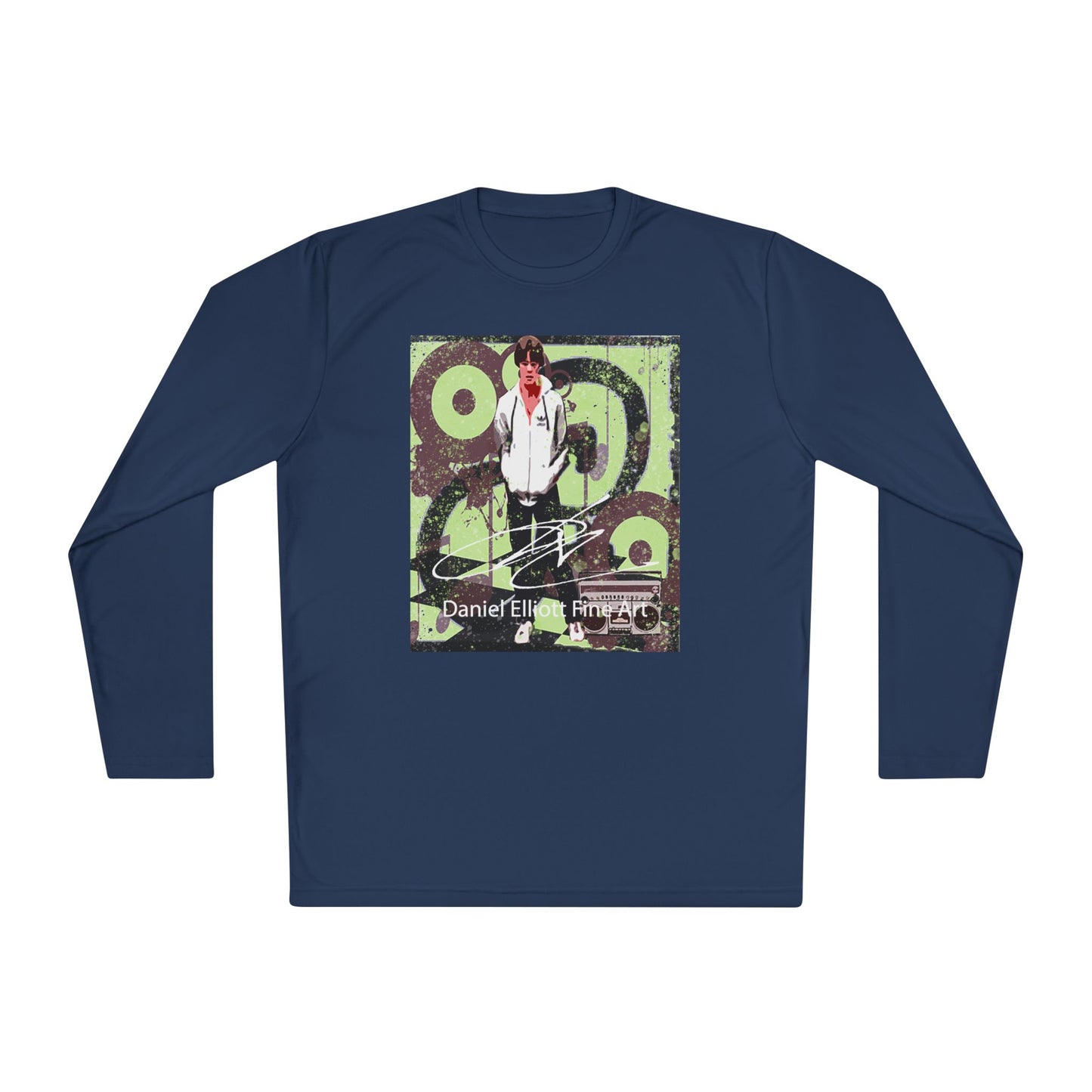 Long Sleeve Tee — Retro Music Graphic “Daniel E” Concert Art