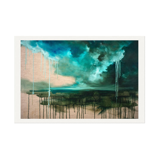 Teal Storm Abstract Watercolor Poster — Textured Matte Art Print