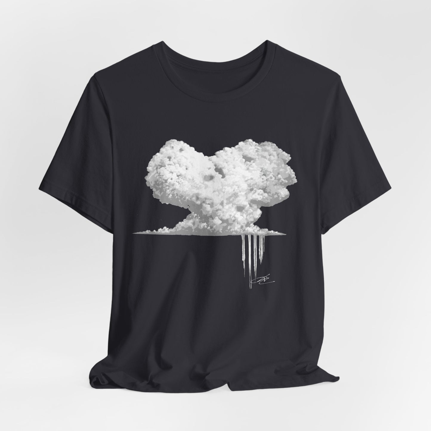 Heart Cloud T‑Shirt — Grayscale Heart-Shaped Cloud Graphic Tee
