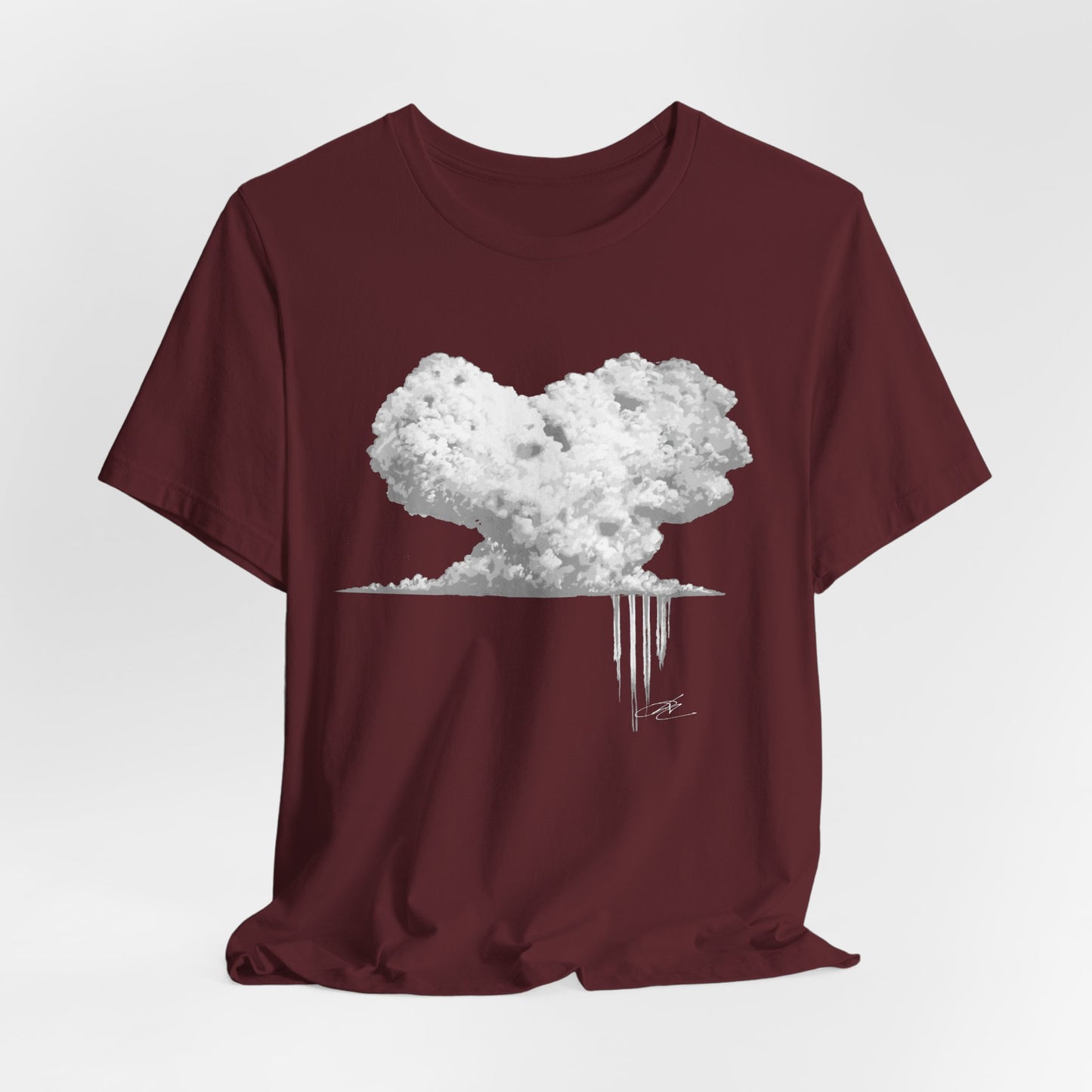Heart Cloud T‑Shirt — Grayscale Heart-Shaped Cloud Graphic Tee