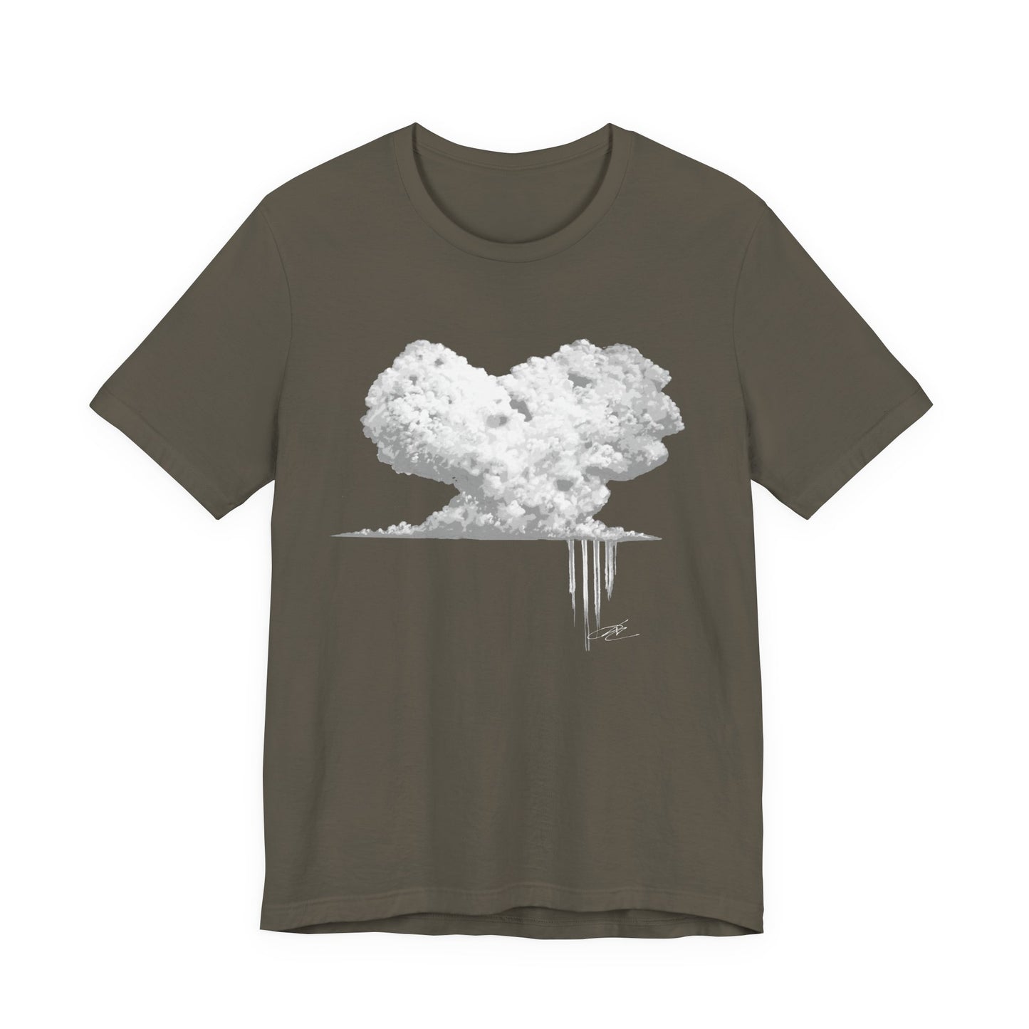 Heart Cloud T‑Shirt — Grayscale Heart-Shaped Cloud Graphic Tee
