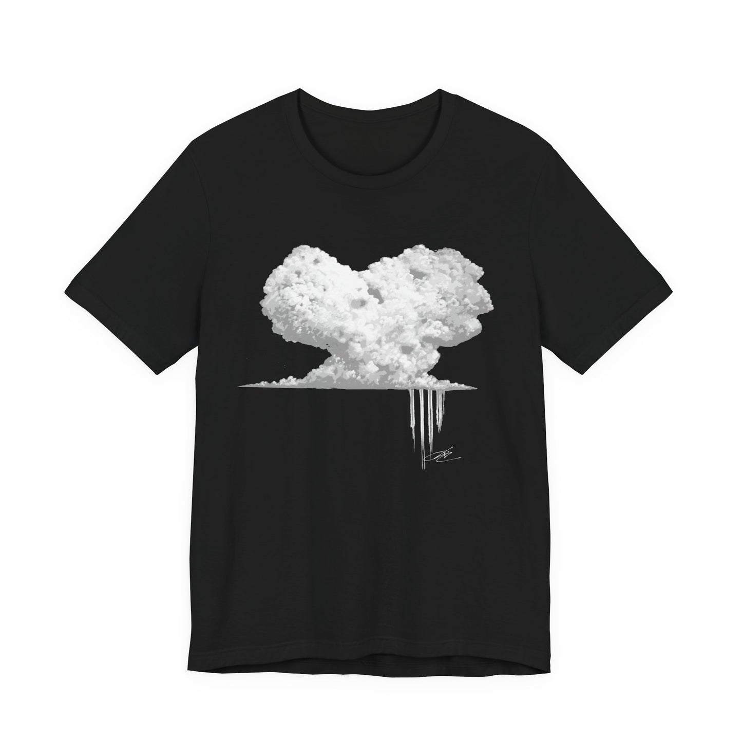 Heart Cloud T‑Shirt — Grayscale Heart-Shaped Cloud Graphic Tee
