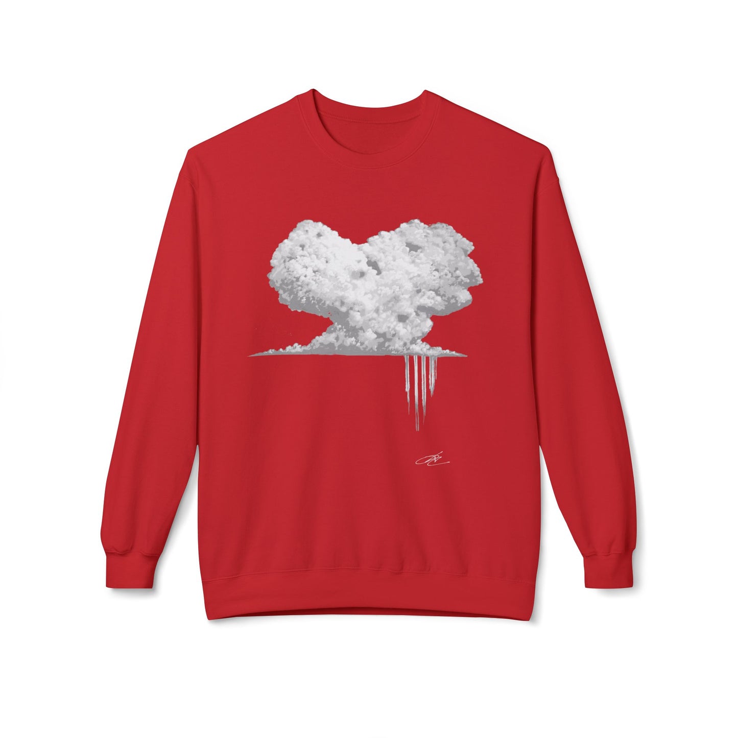 Cloud Heart Crewneck Sweatshirt — Minimal Grayscale Heart Cloud Graphic