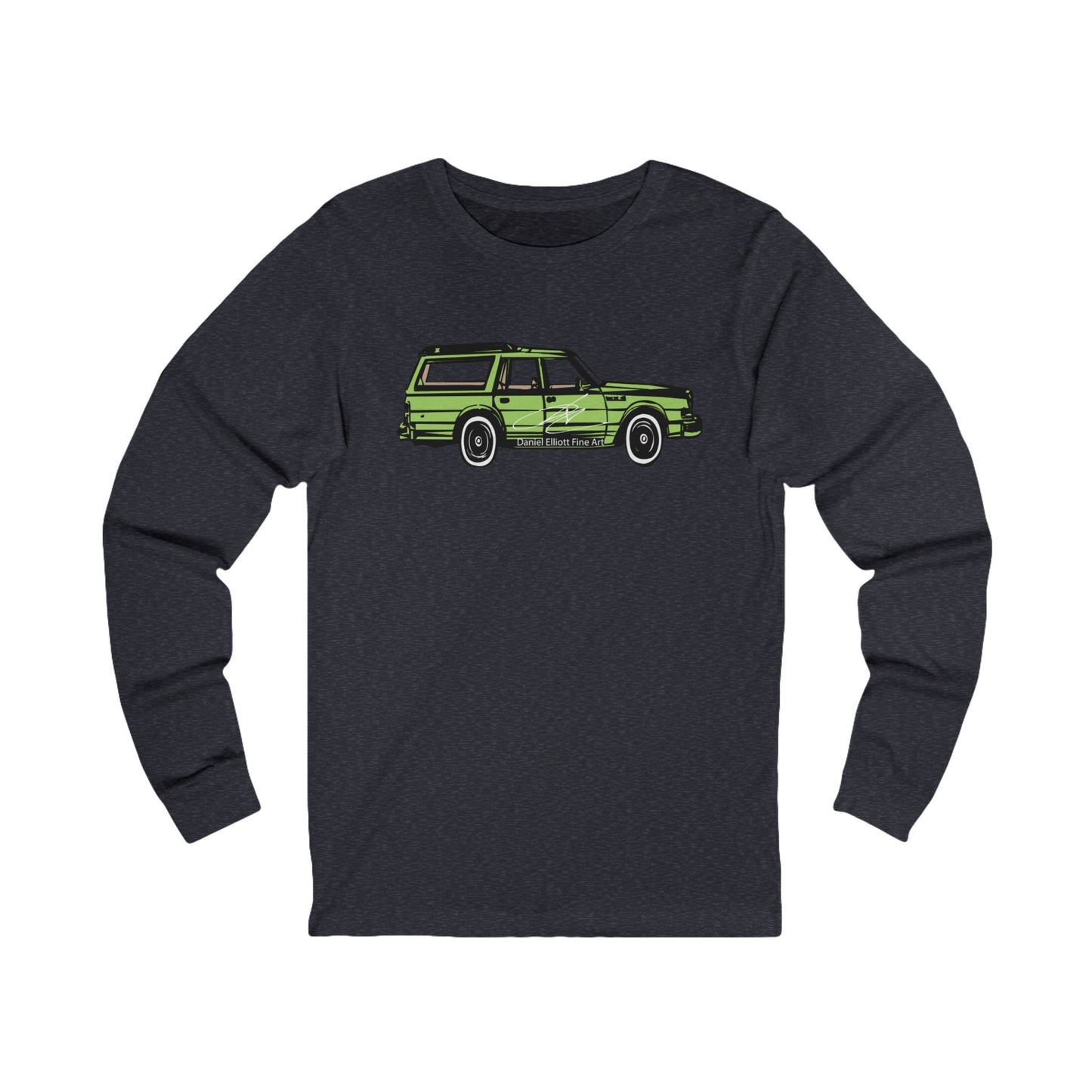 Vintage Green Station Wagon Long Sleeve Tee — Retro Car Graphic Shirt