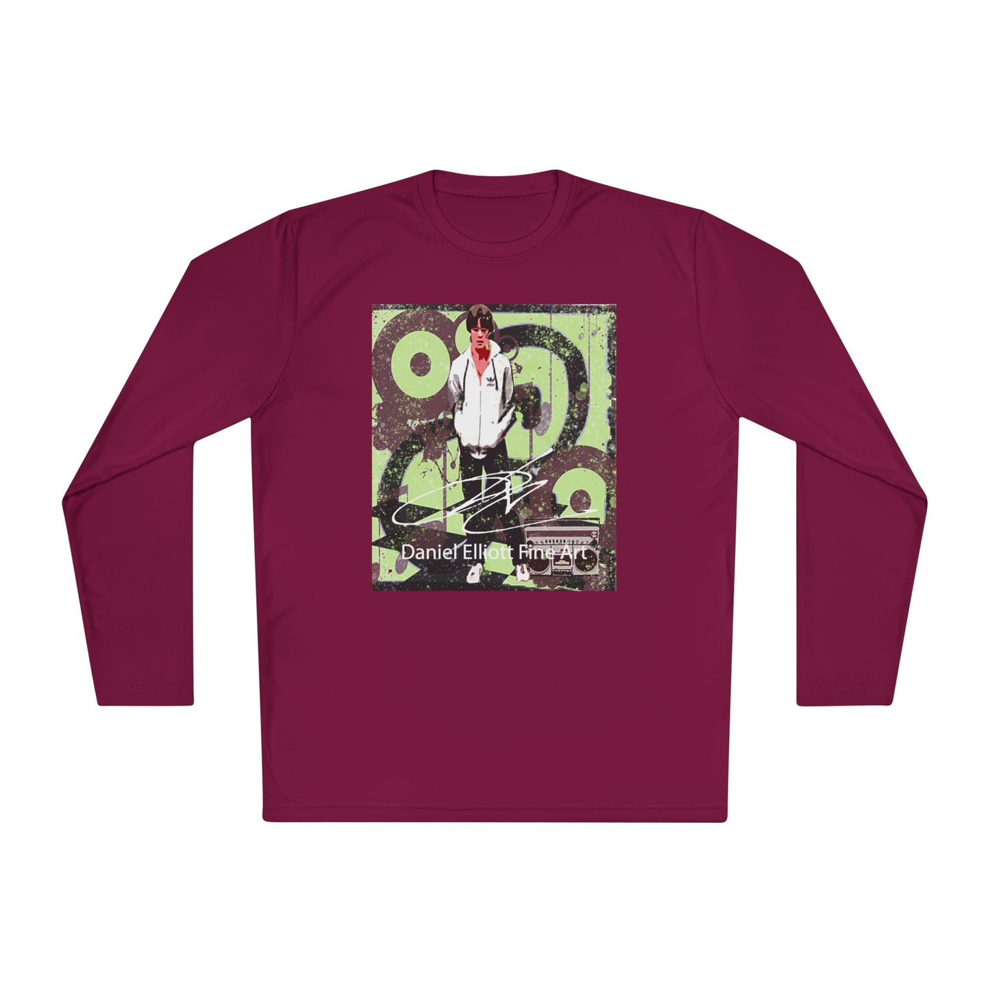 Long Sleeve Tee — Retro Music Graphic “Daniel E” Concert Art