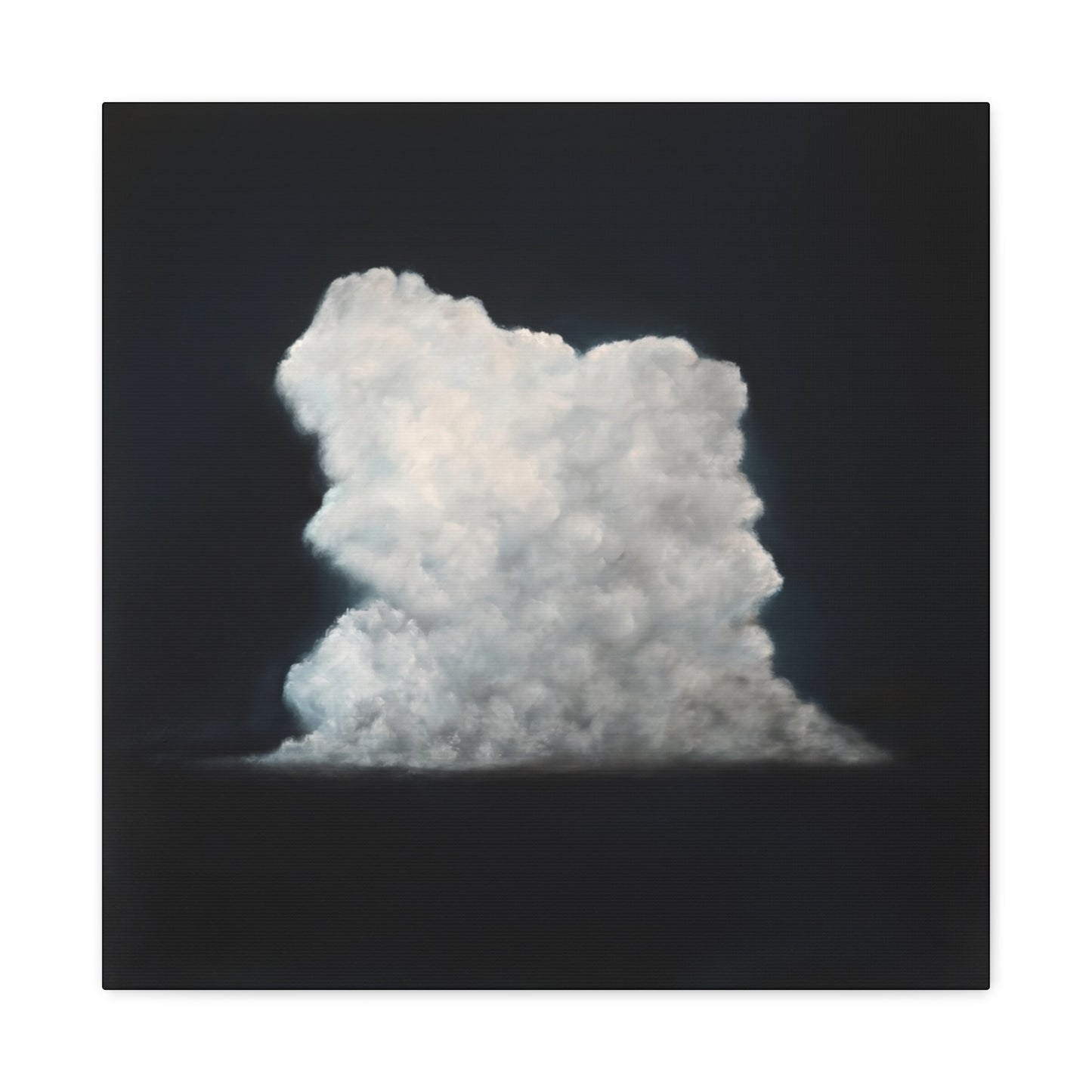 Cloudscape Canvas Art – Soft White Cloud on Dark Matte Stretched Canvas