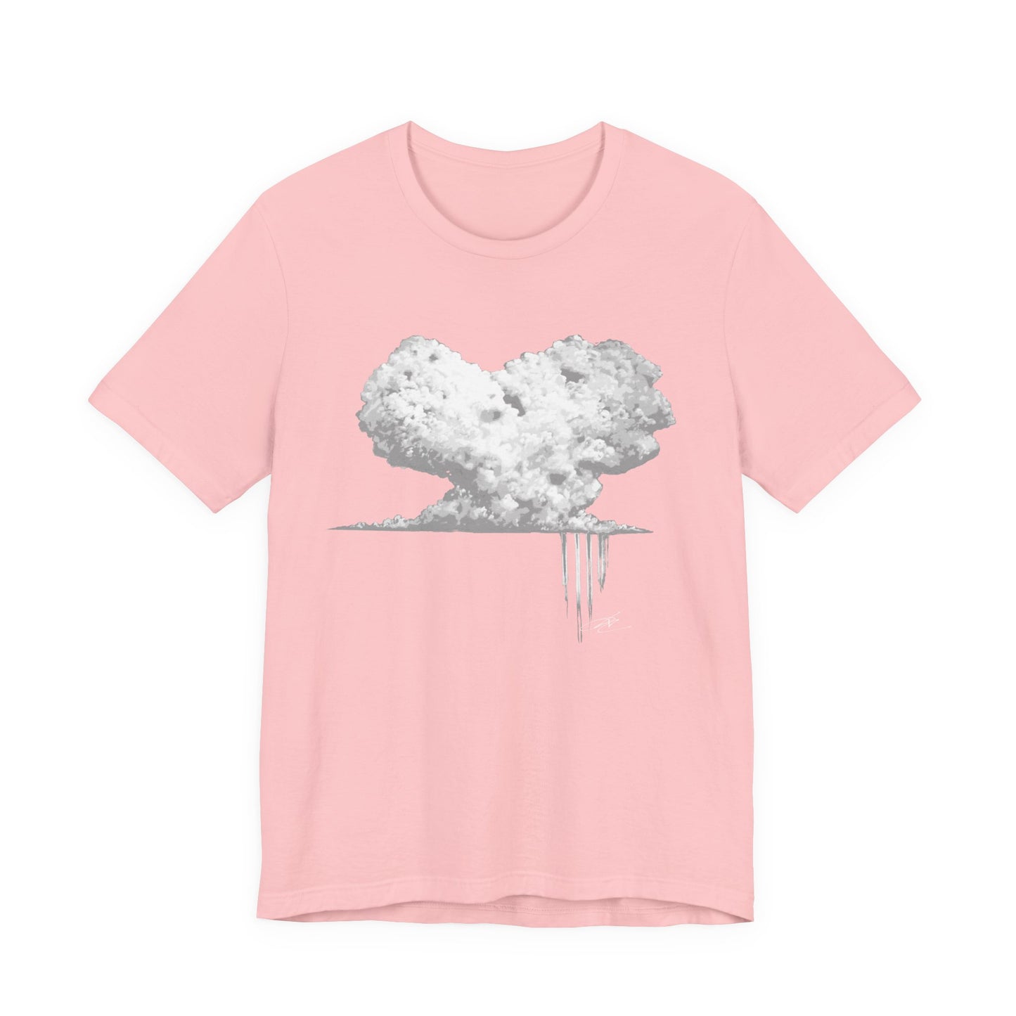 Heart Cloud T‑Shirt — Grayscale Heart-Shaped Cloud Graphic Tee