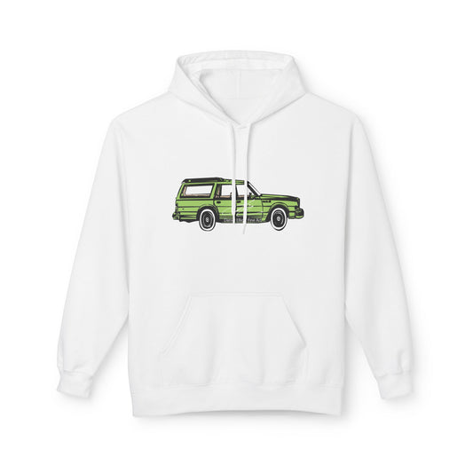 Green Station Wagon Hoodie — Retro Camper Van Graphic Pullover