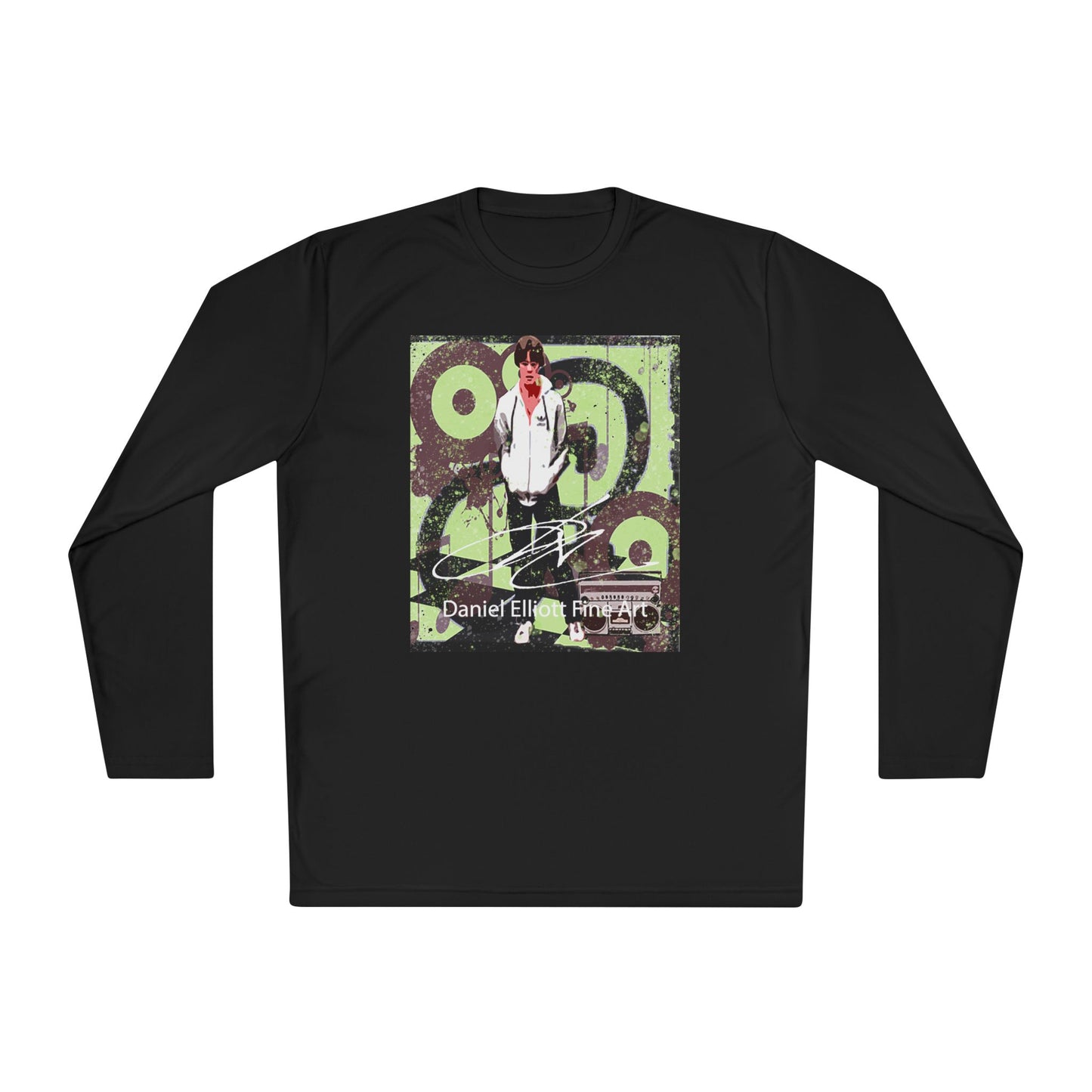 Long Sleeve Tee — Retro Music Graphic “Daniel E” Concert Art
